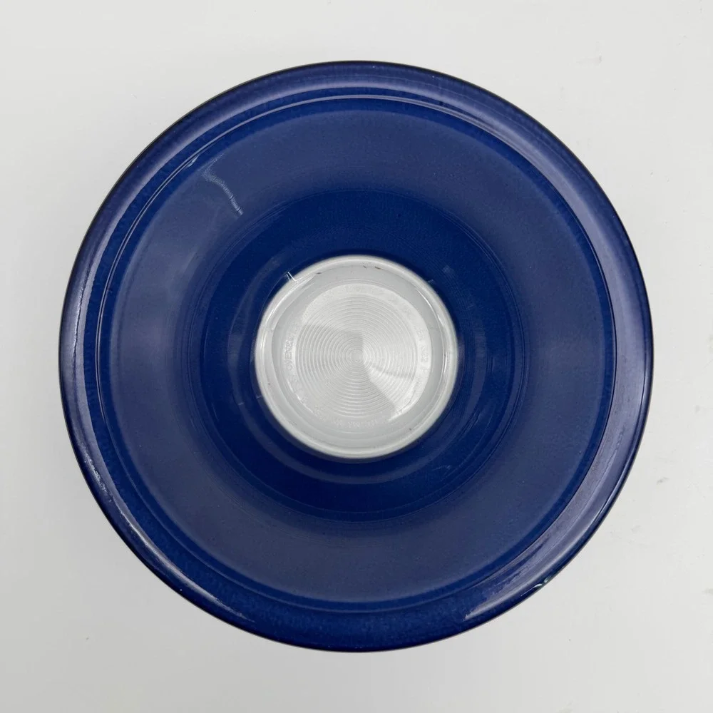 Set of 3 Vintage PYREX Blue Glass Nesting Mixing Bowls Clear Bottoms 322 323 325